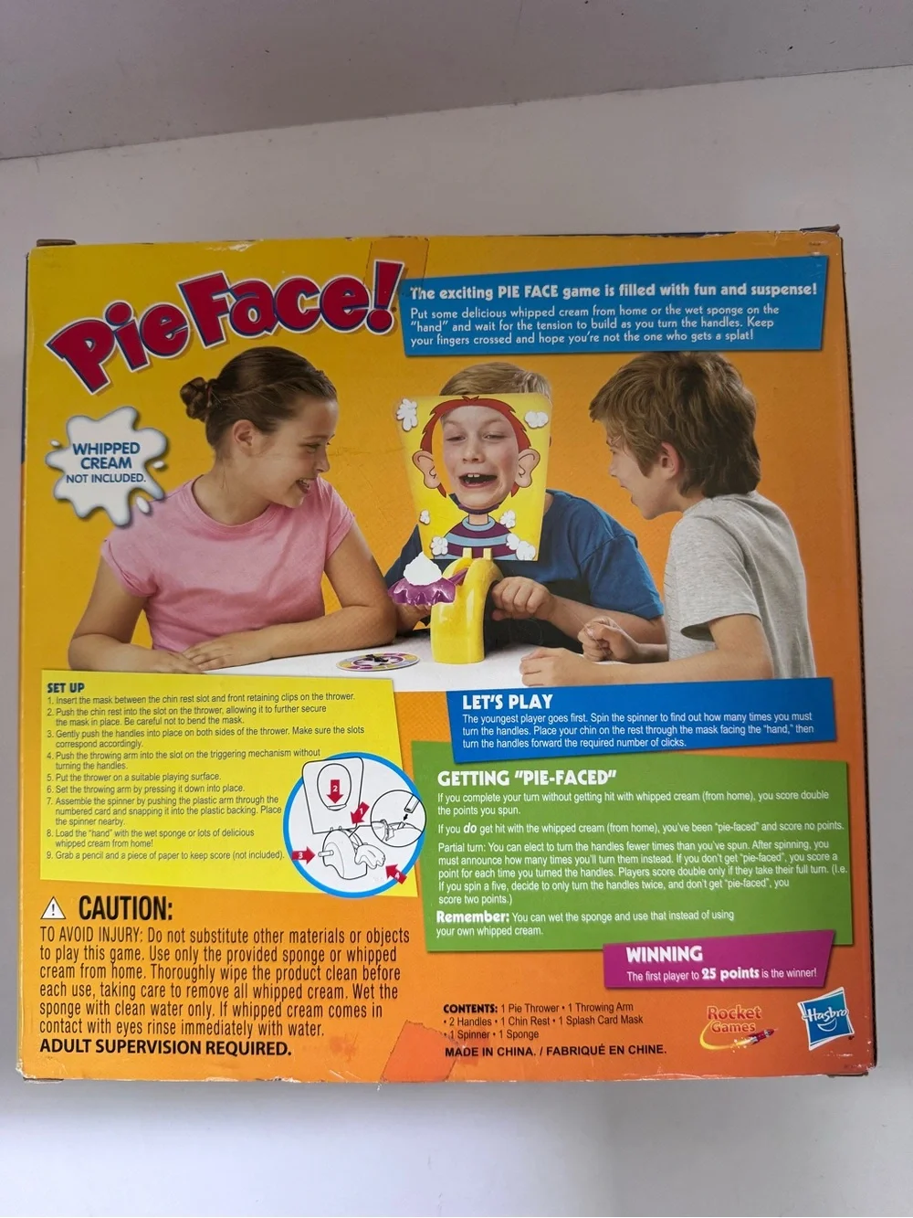 Hasbro Gaming Pie Face! Whipped Cream Board Game Complete Classic Kids Family